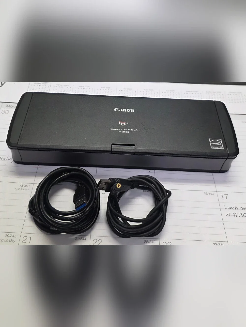 Canon Black Portable Document Scanner with Matching Black Cables